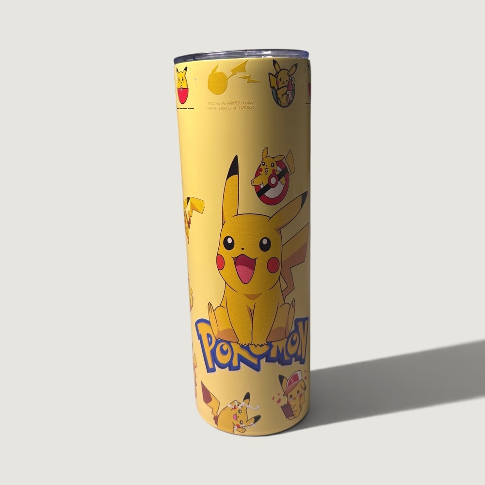 Pokemon Pikachu 20oz Stainless Steel Insulated with Lid and Straw Yellow NEW